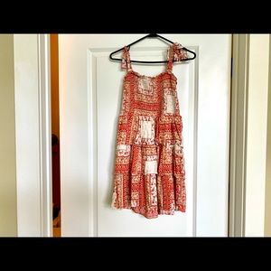 AE Smocked dress | Red pattern | Smocked top and ruffle bottom | tie straps